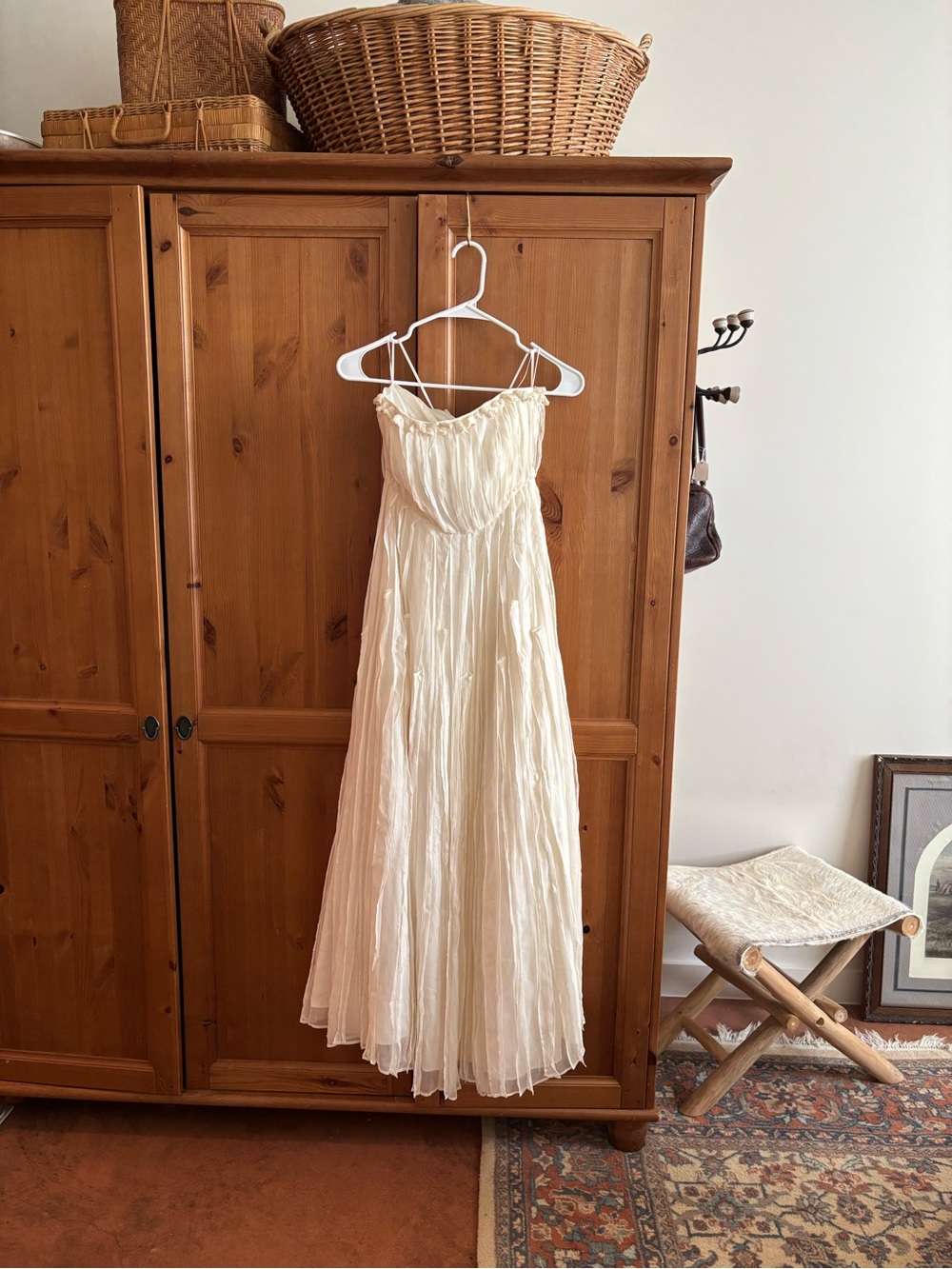 Ann Taylor Strapless Cream Maxi Dress
